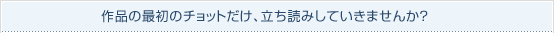 作品の最初のチョットだけ、立ち読みしていきませんか？